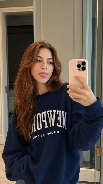 AI-designed cozy navy sweater look