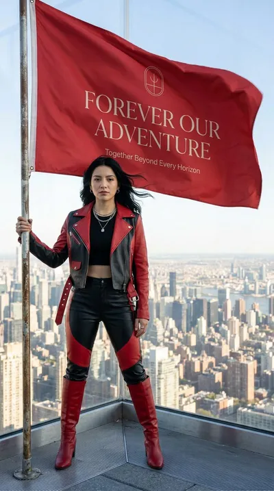AI-designed leather jacket city look